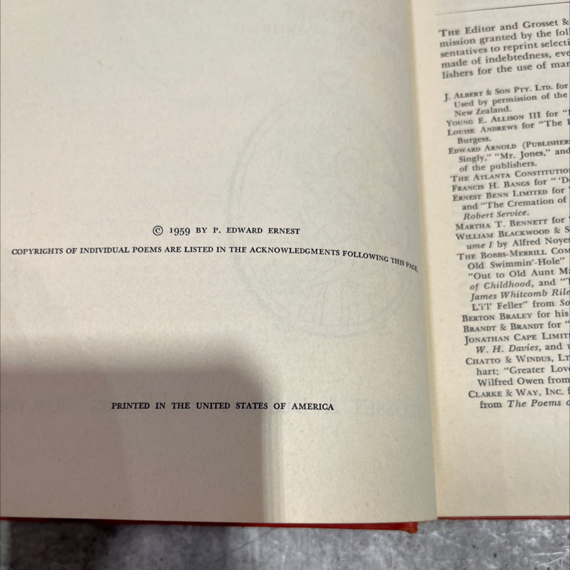 the family album of favorite poems book, by p. edward ernest, 1959 Hardcover image 3