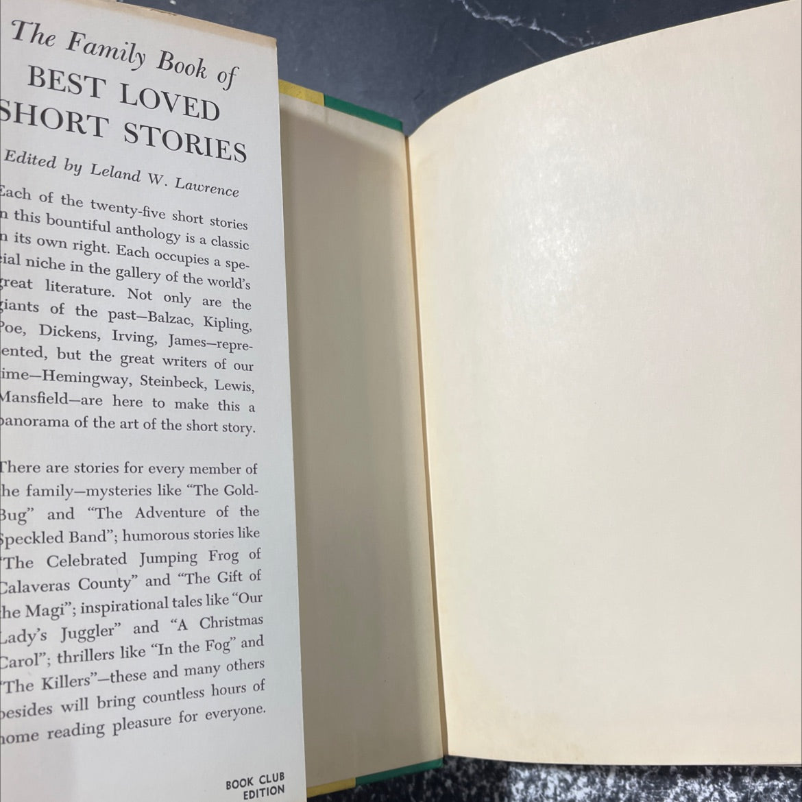 the family book of best loved short stories book, by leland w. lawrence, 1954 Hardcover image 4