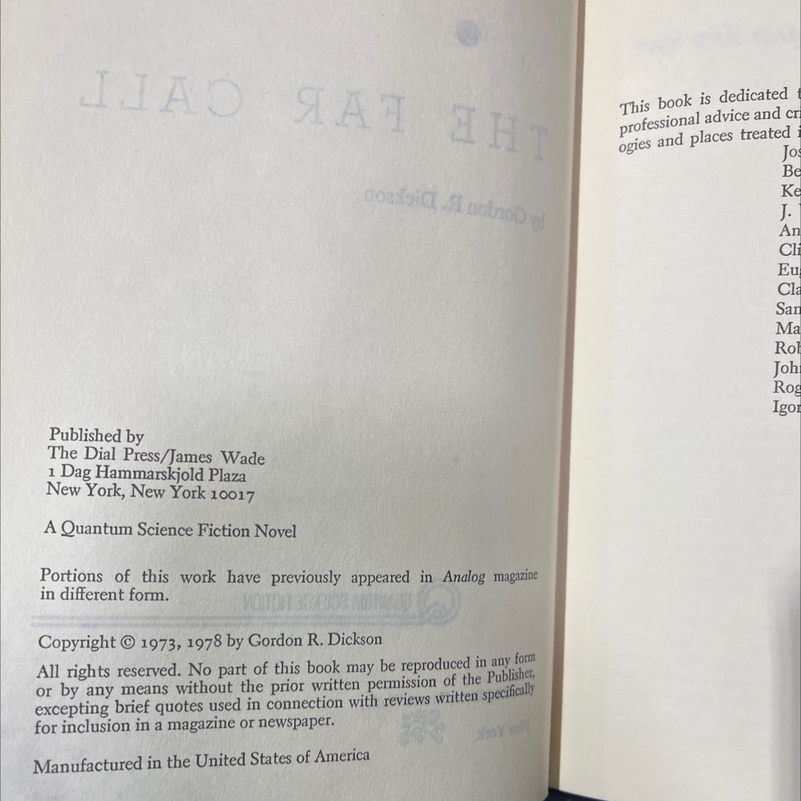 the far call book, by gordon r. dickson, 1978 Hardcover image 3