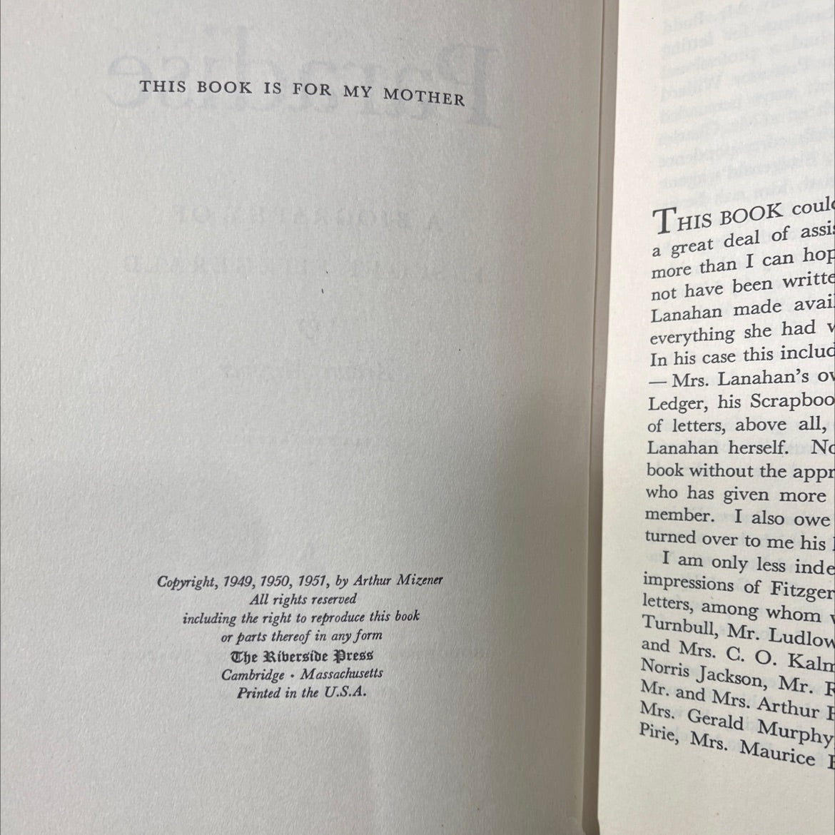 the far side of paradise a biography of f. scott fitzgerald book, by Arthur Mizener, 1951 Hardcover image 3