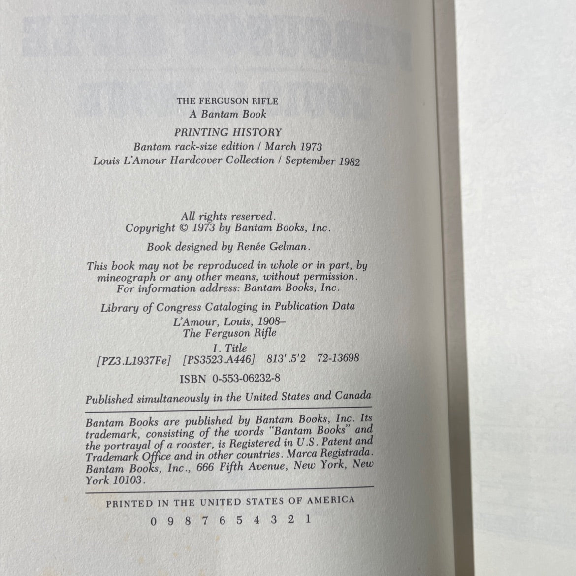 the ferguson rifle book, by louis l'amour, 1973 Leather image 3