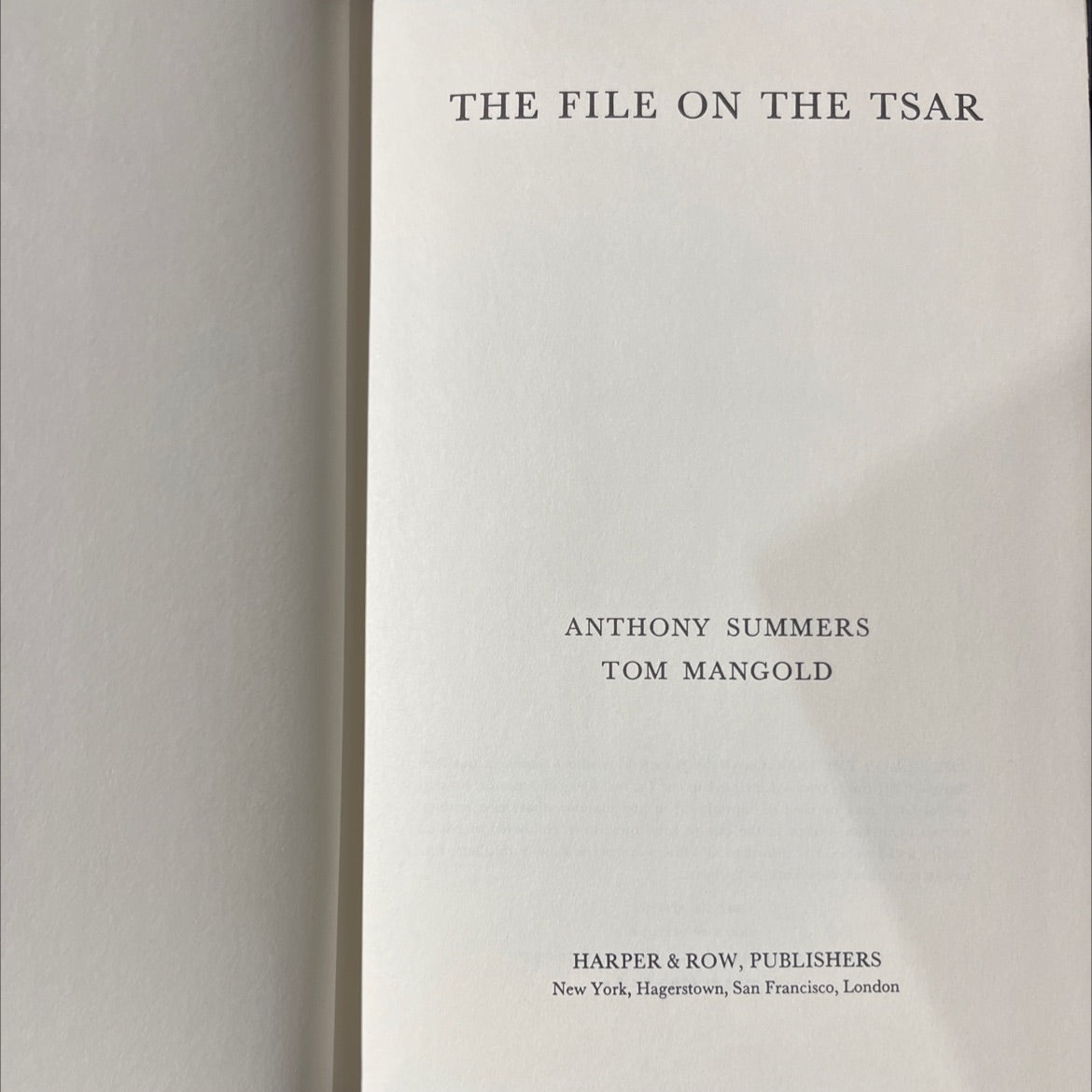 the file on the tsar book, by anthony summers, tom mangold, 1976 Hardcover image 2