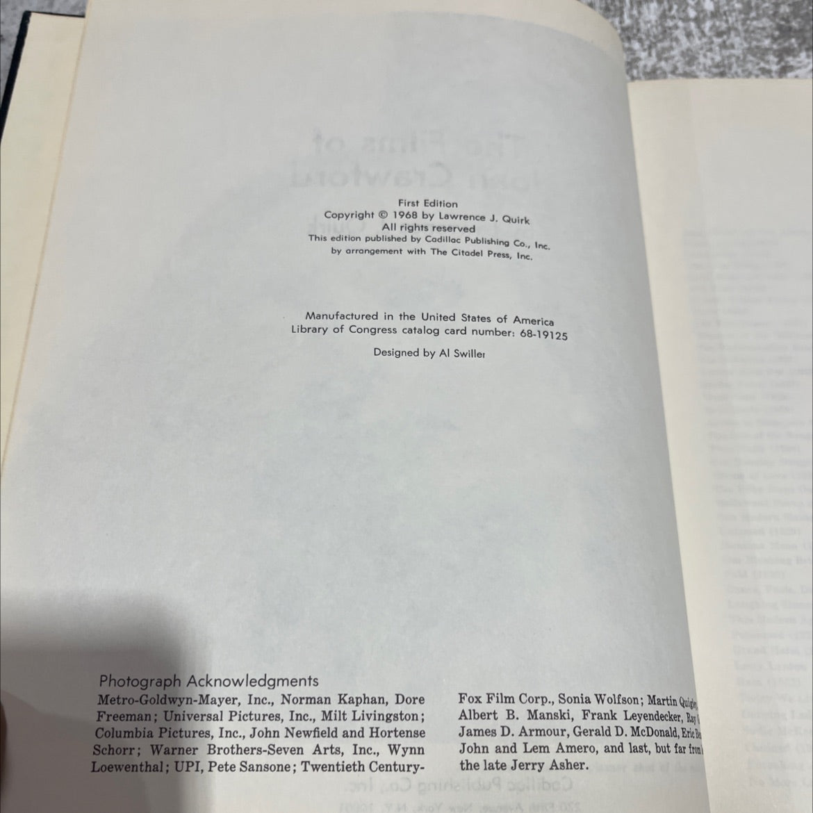 the films of joan crawford book, by lawrence j. quirk, 1968 Hardcover image 3