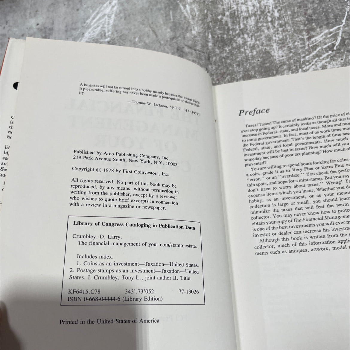 the financial management of your coin/stamp estate book, by d. larry crumbley, ph.d., cpa, nlg, ana and tony l. image 3