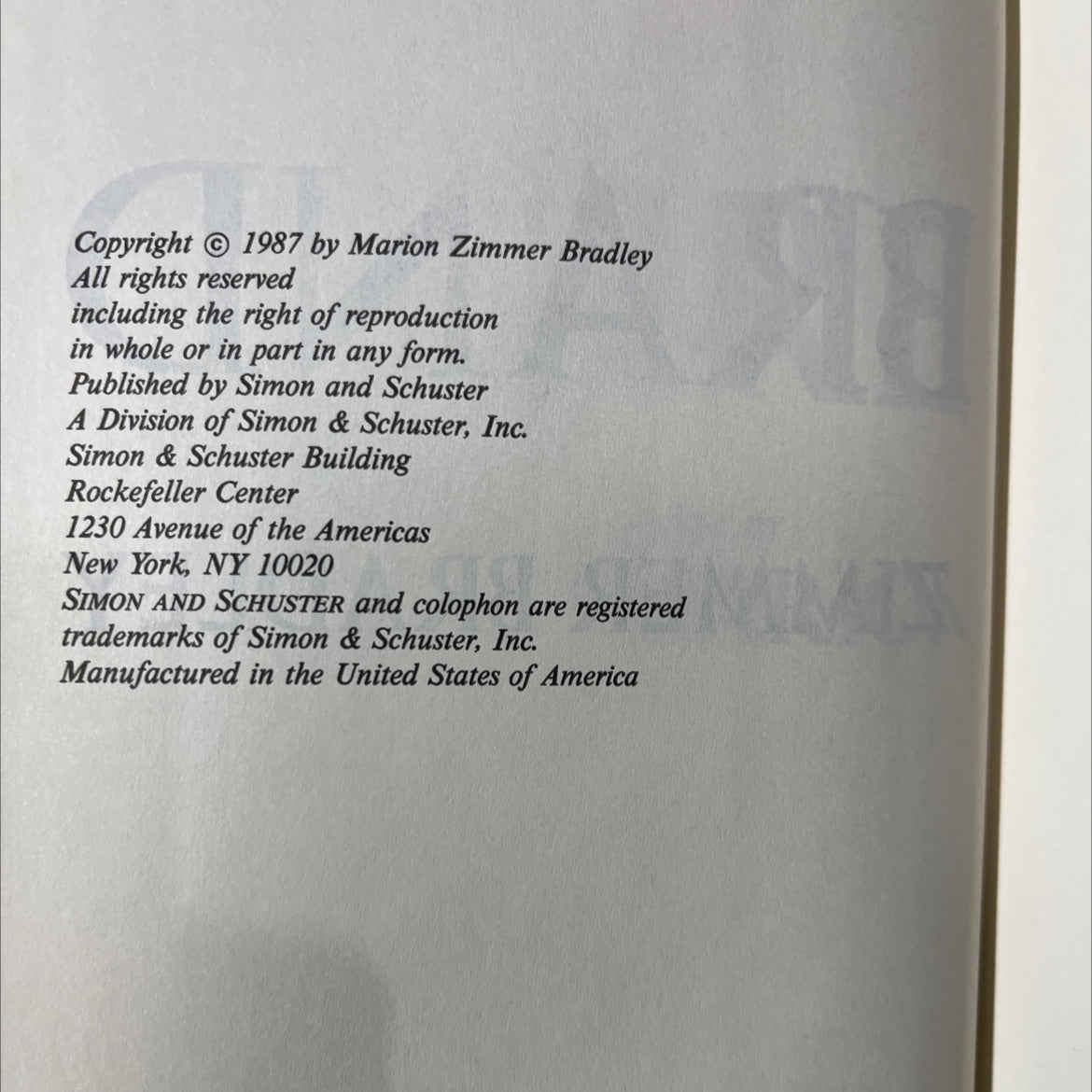 the fire brand book, by marion zimmer bradley, 1987 Hardcover image 3