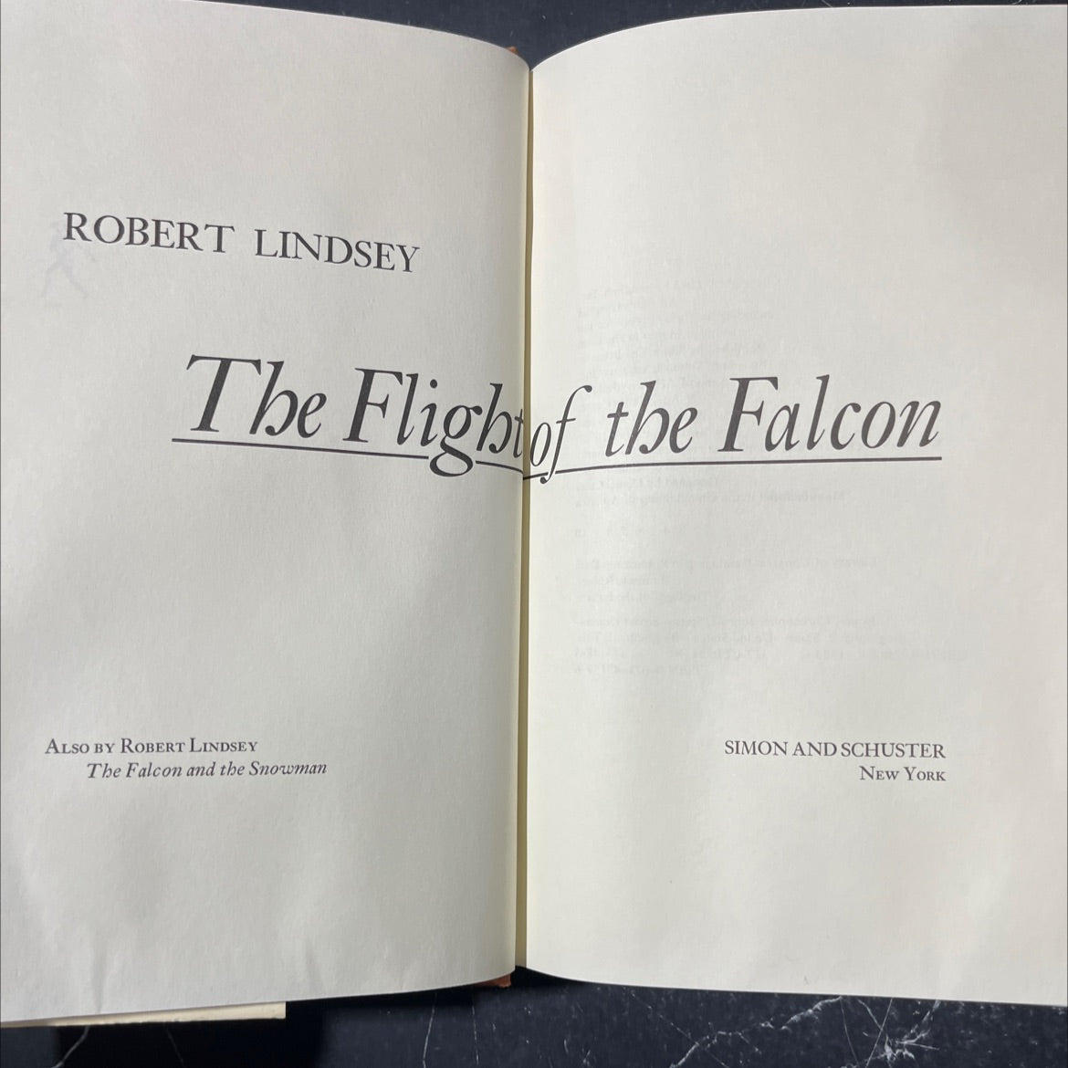 the flight of the falcon book, by robert lindsey, 1983 Hardcover image 2