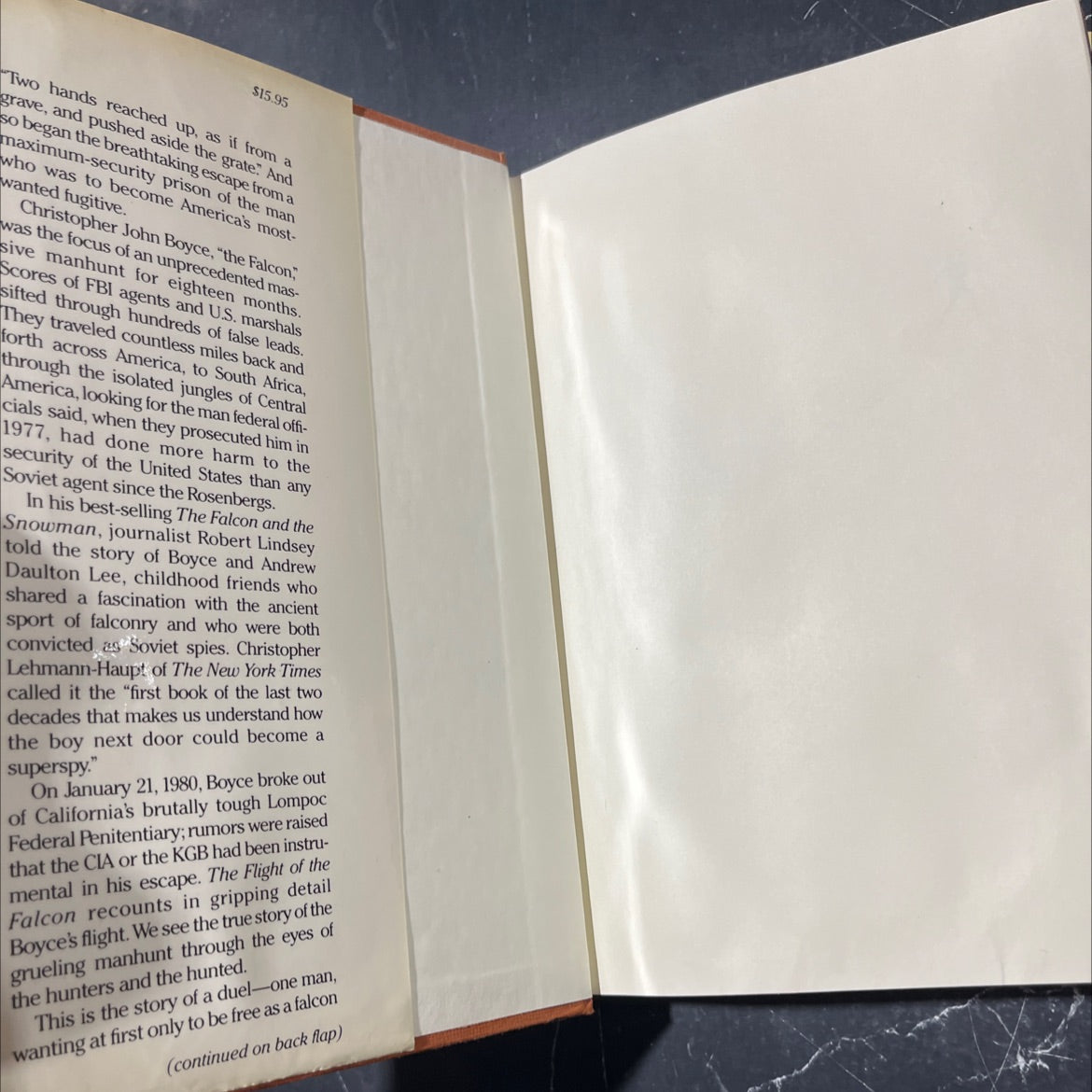 the flight of the falcon book, by robert lindsey, 1983 Hardcover image 4