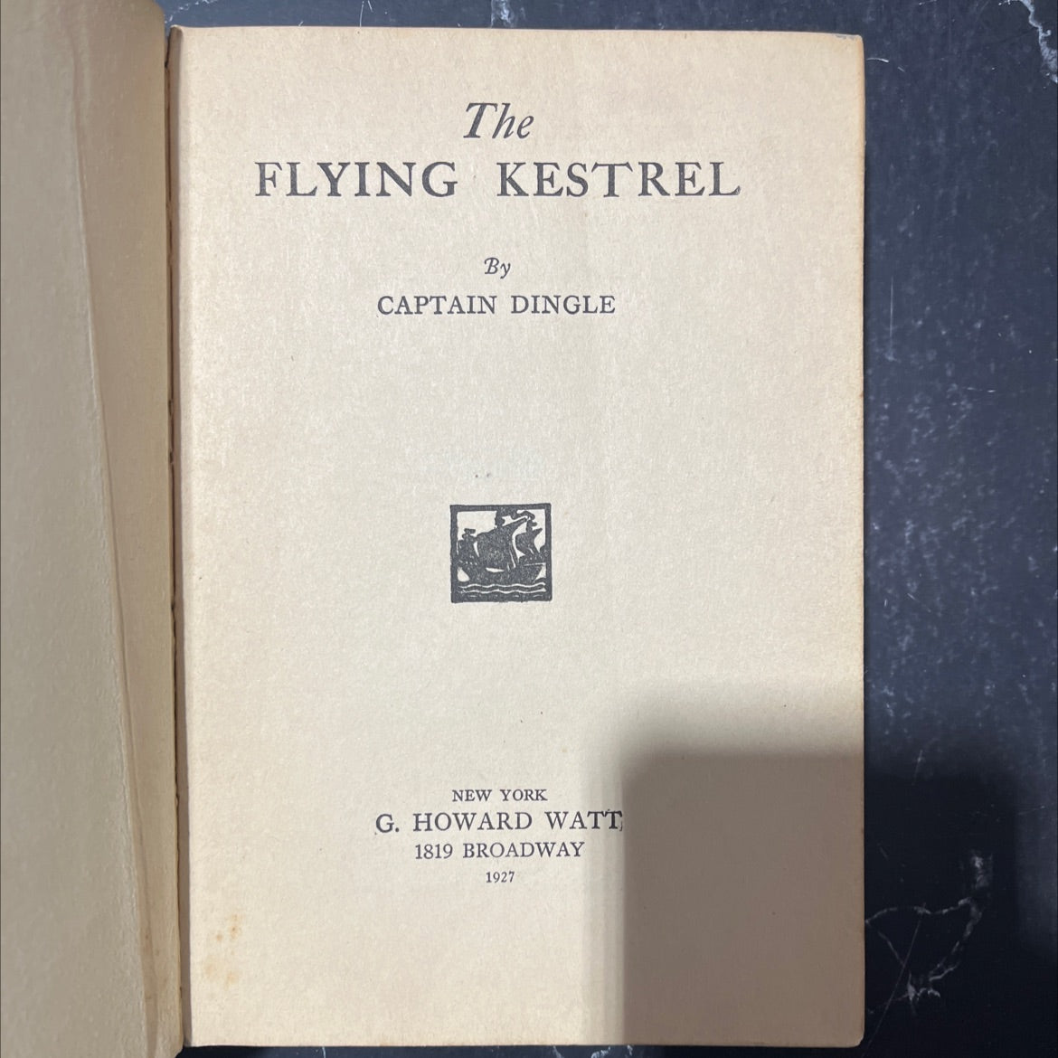 the flying kestrel book, by captain dingle, 1927 Hardcover image 2