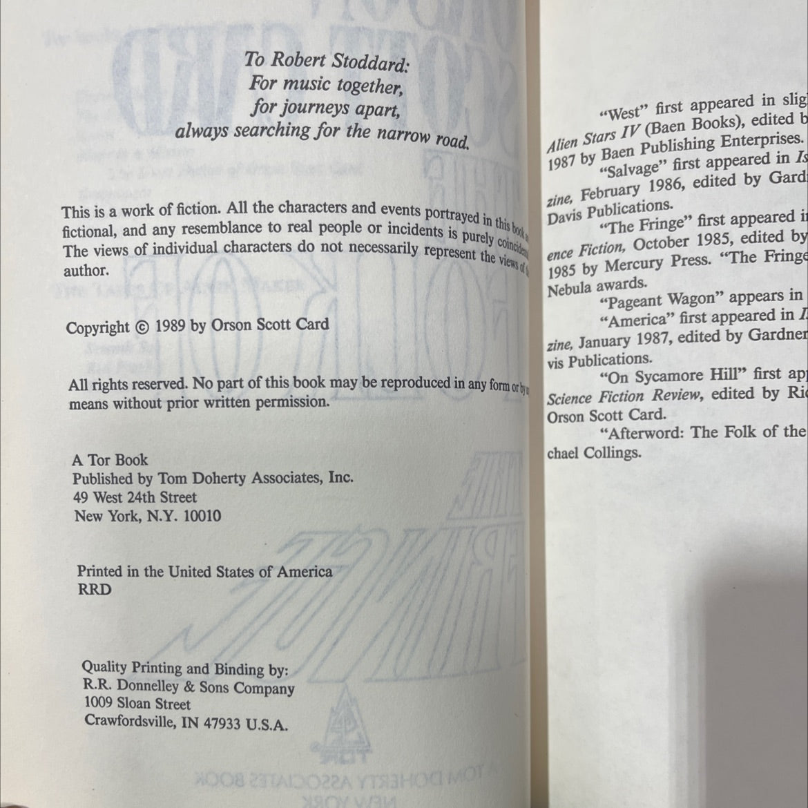 the folk of the 01001 book, by orson scott card, 1989 Hardcover image 3