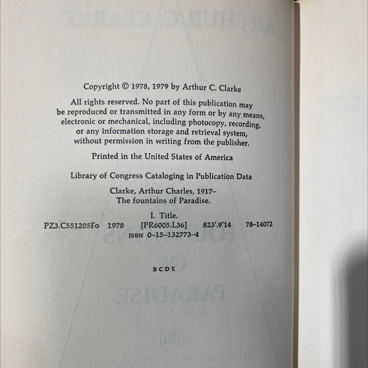 the fountains of paradise book, by arthur c. clarke, 1979 Hardcover image 3