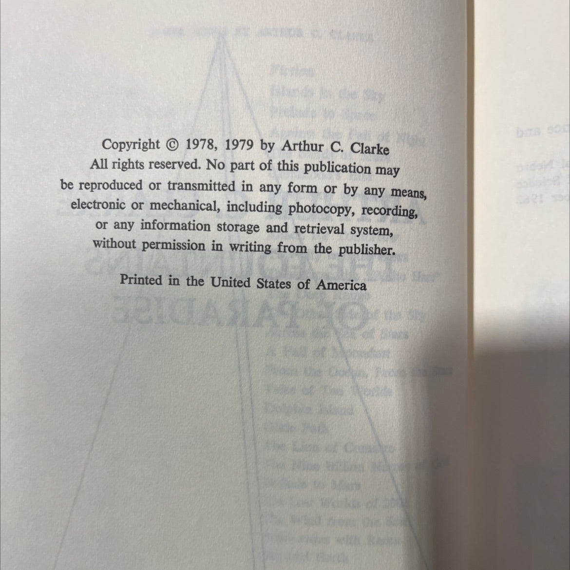 the fountains of paradise book, by arthur c. clarke, 1979 Hardcover image 3