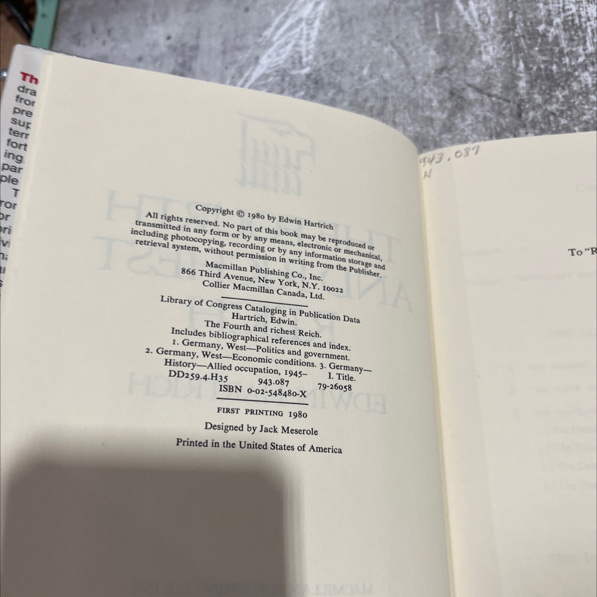 the fourth and richest reich book, by edwin hartrich, 1980 Hardcover image 3