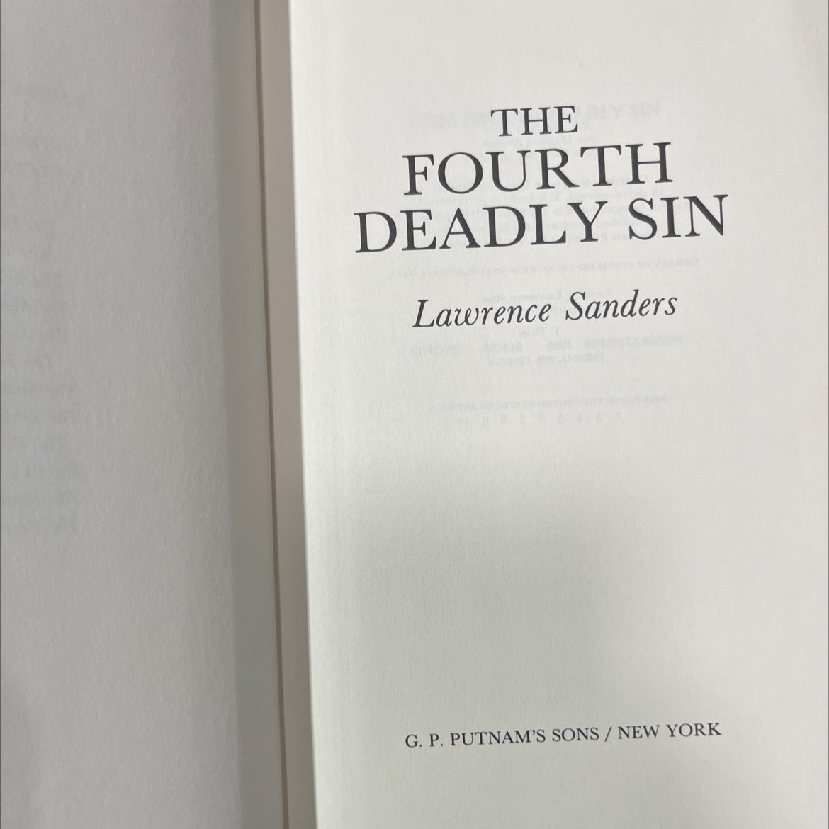 the fourth deadly sin book, by Lawrence Sanders, 1985 Hardcover image 2