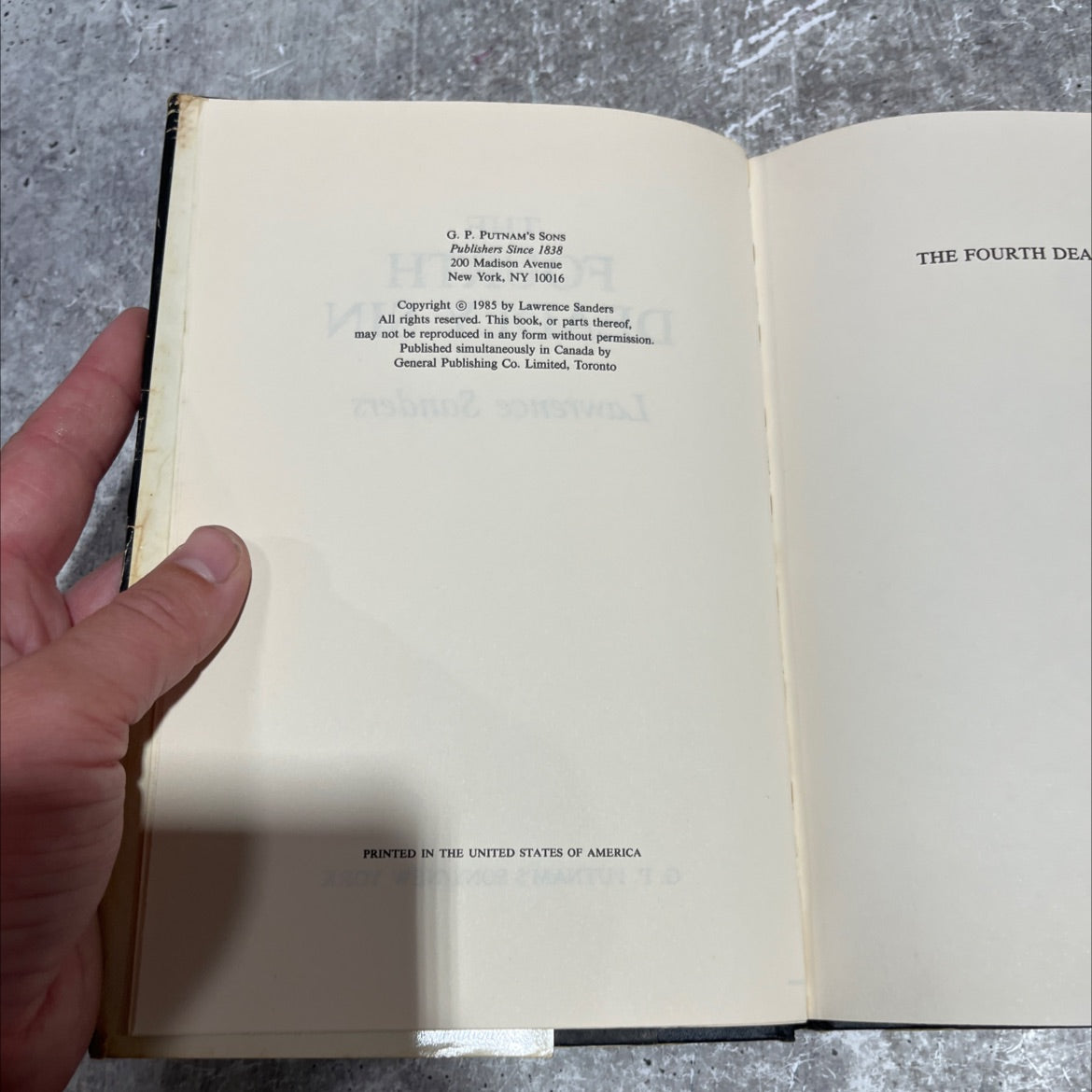 the fourth deadly sin book, by lawrence sanders, 1985 Hardcover image 3
