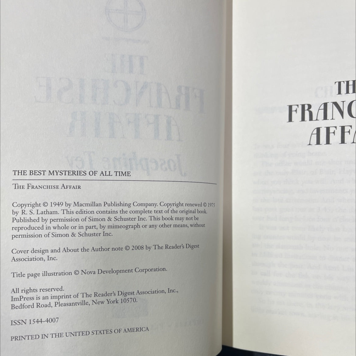 the franchise affair book, by josephine tey, 1975 Hardcover image 3