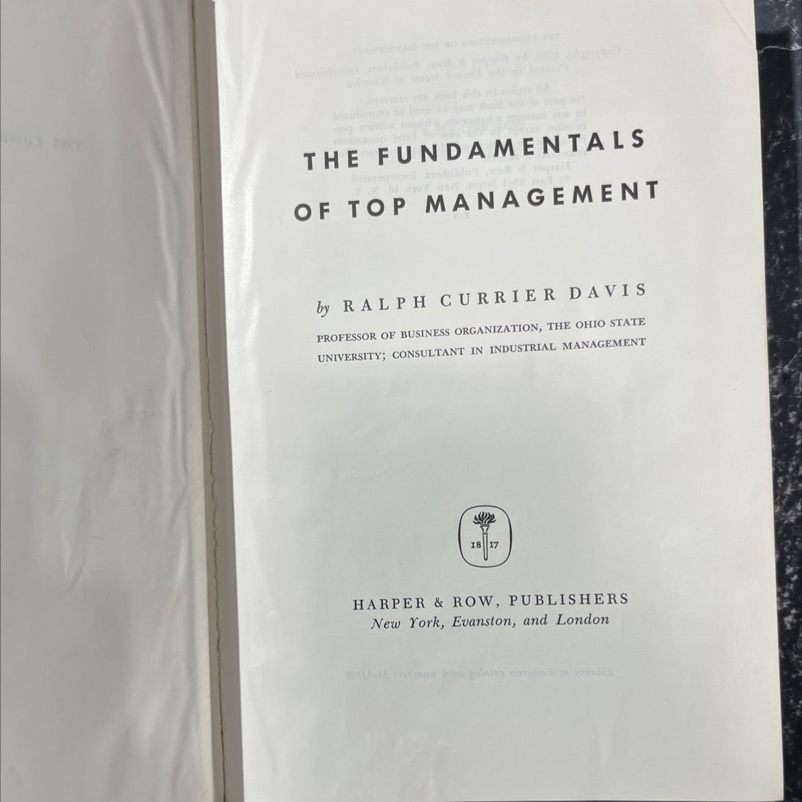 the fundamentals of top management book, by ralph currier davis, 1951 Hardcover image 2