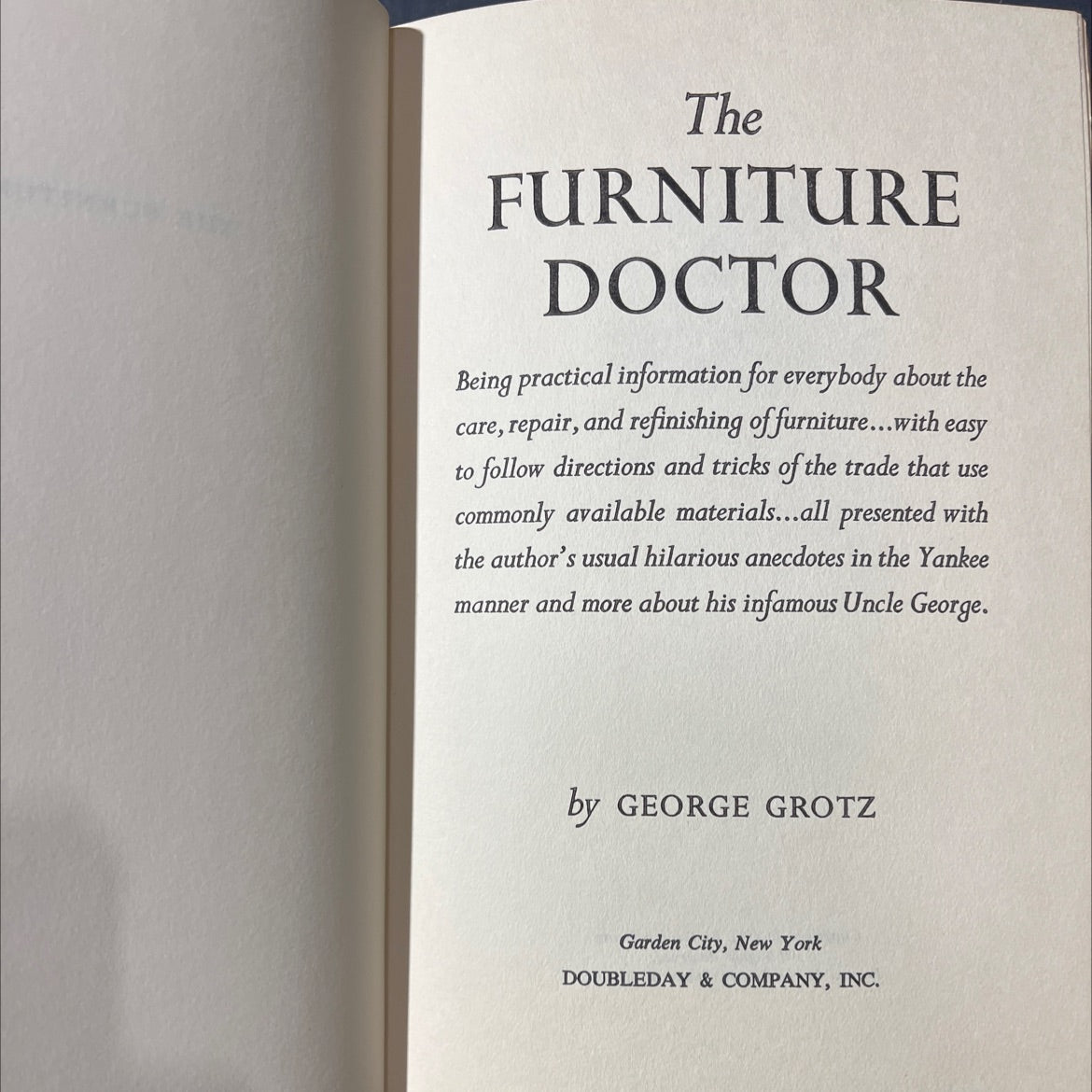 the furniture doctor book, by george grotzt, 1962 Hardcover image 2