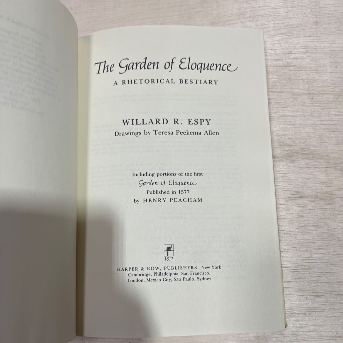 the garden of eloquence book, by willard r. espy, 1983 Hardcover image 2
