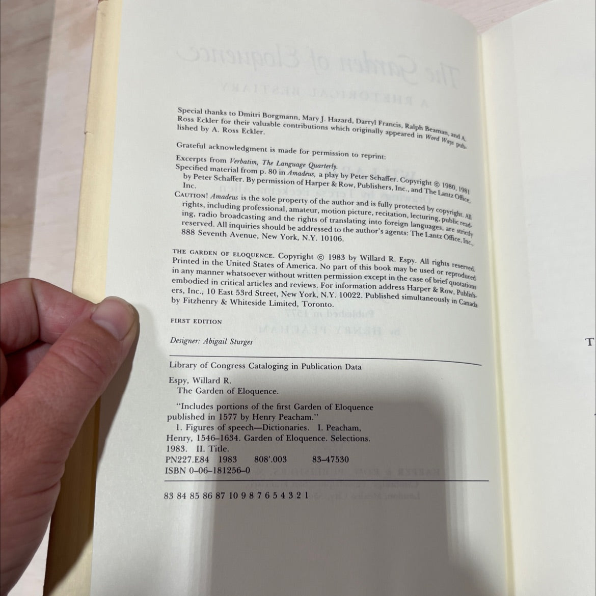 the garden of eloquence book, by willard r. espy, 1983 Hardcover image 3
