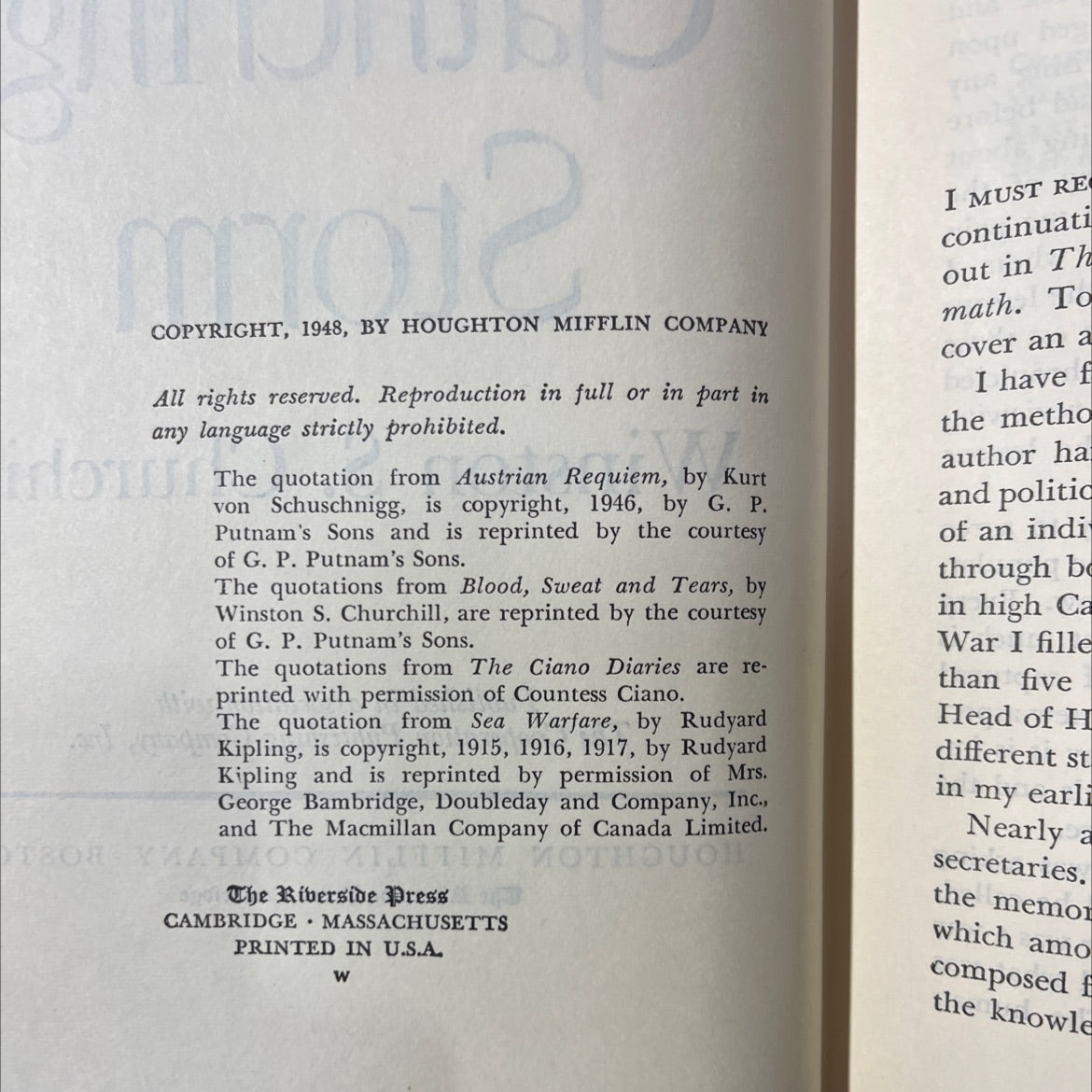 the gathering storm book, by winston s. churchill, 1948 Hardcover image 3