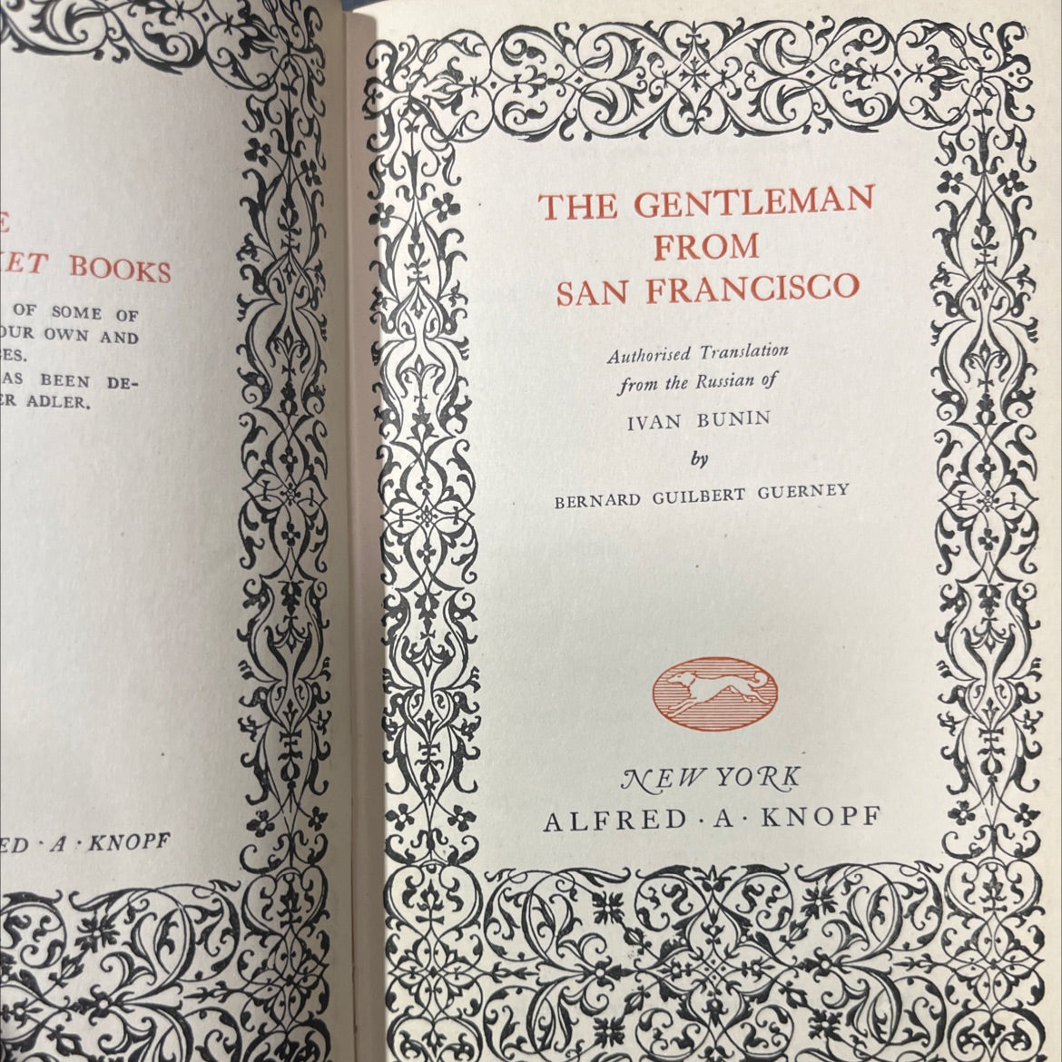 the gentleman from san francisco book, by ivan bunin, 1923 Hardcover image 2