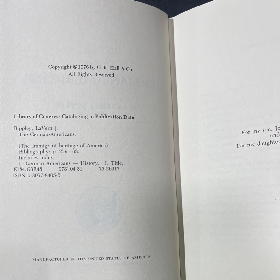 the german-americans book, by la vern j. rippley, 1976 Hardcover image 3