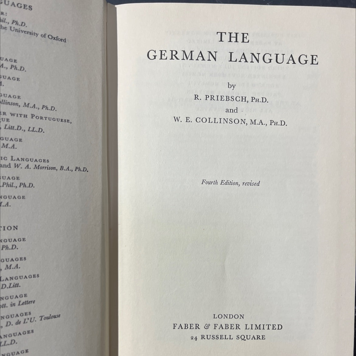 the german language book, by r. priebsch, w. e. collinson, 1958 Hardcover image 2