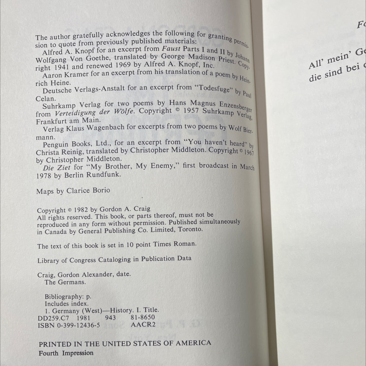 the germans book, by gordon a. craig, 1981 Hardcover image 3