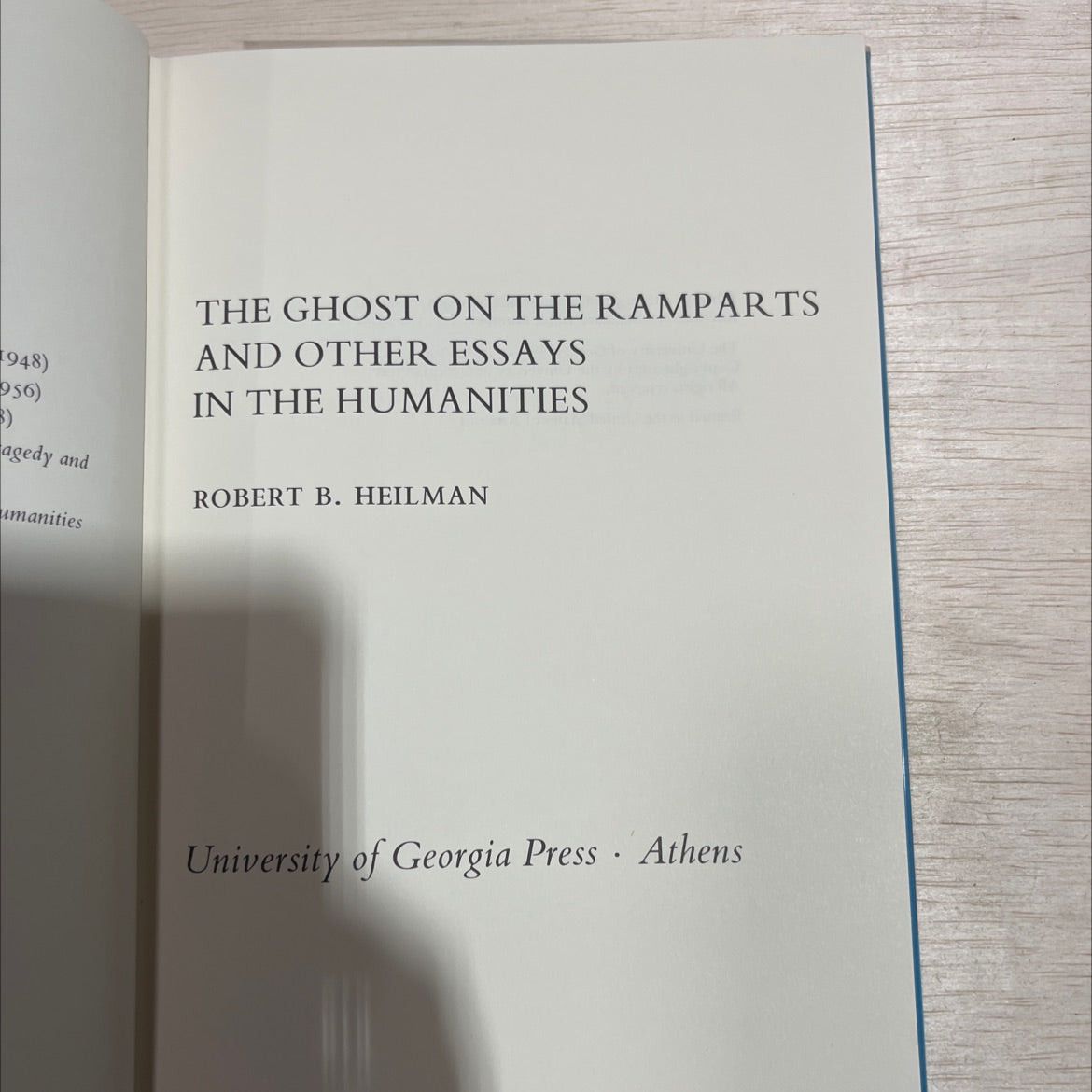 the ghost on the ramparts and other essays in the humanities book, by robert b. heilman, 1973 Hardcover image 2