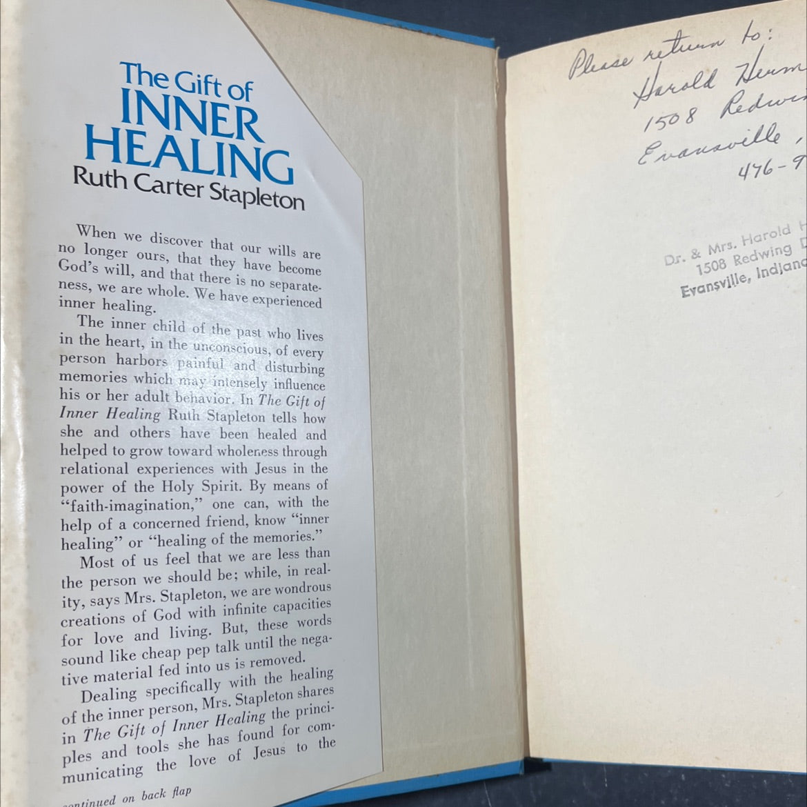 the gift of inner healing book, by ruth carter stapleton, 1976 Hardcover image 4
