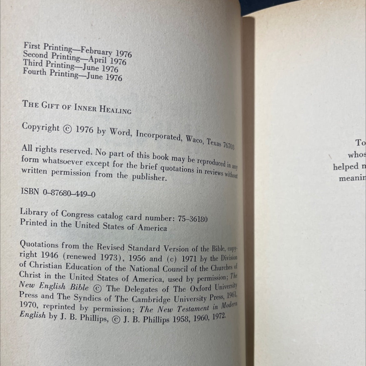 the gift of inner healing book, by ruth carter stapleton, 1976 Hardcover image 3