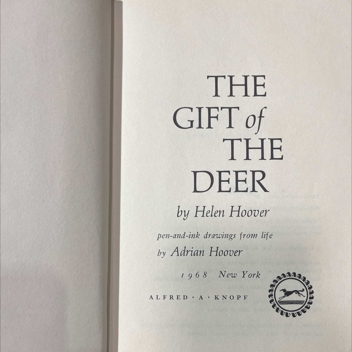 the gift of the deer book, by Helen Hoover, 1968 Hardcover image 2