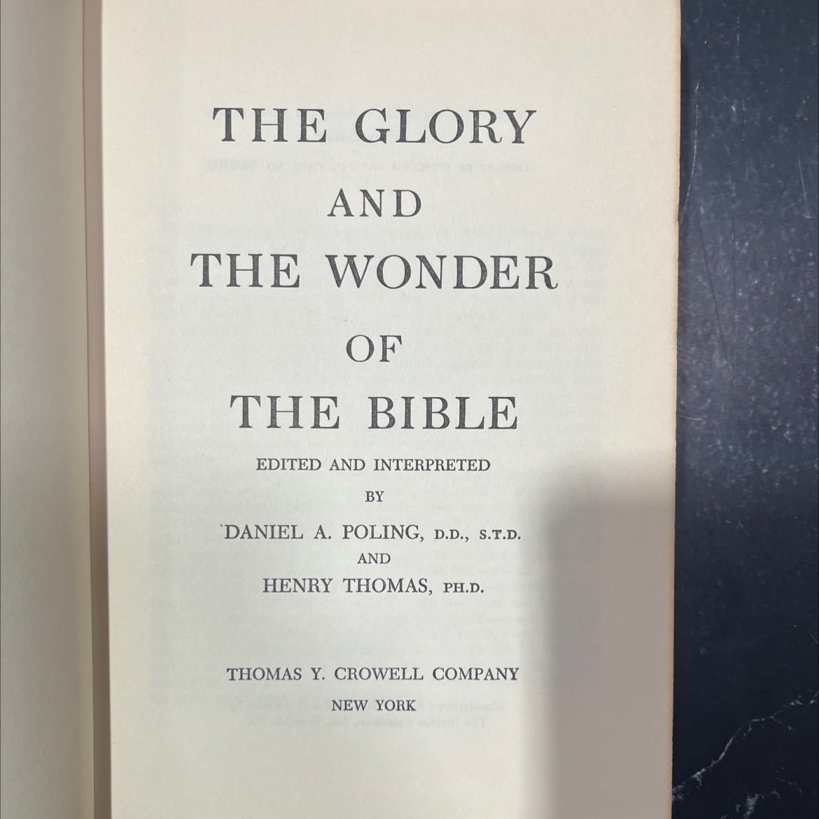 the glory and the wonder of the bible book, by daniel a. poling, d.d., s.t.d. and henry thomas, ph.d., 1954 Hardcover image 2