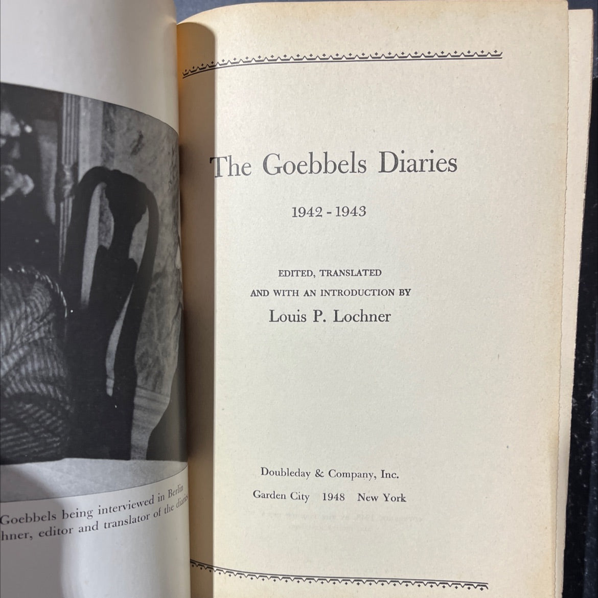 the goebbels diaries book, by louis p. lochner, 1948 Hardcover image 2