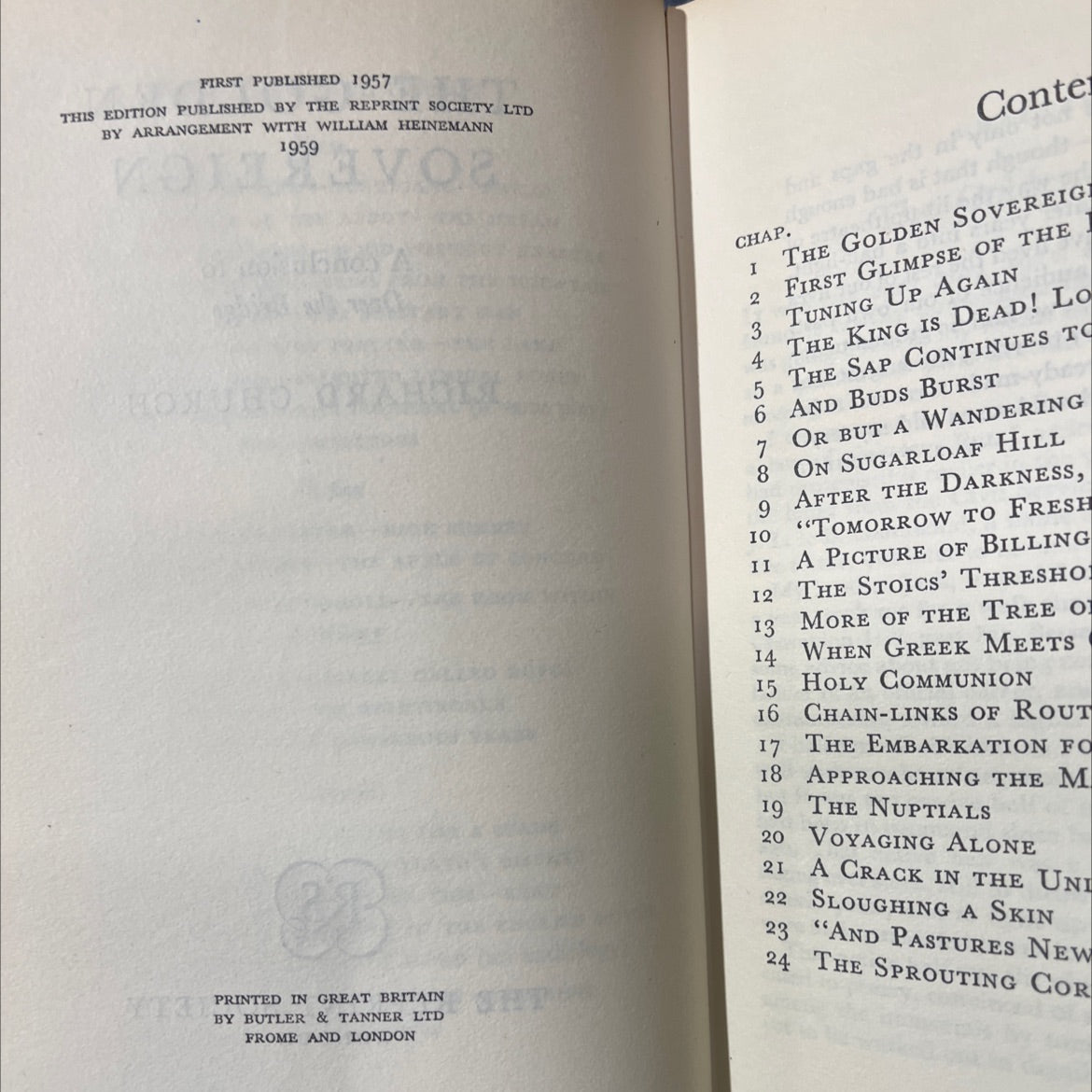 the golden sovereign book, by richard church, 1959 Hardcover image 3