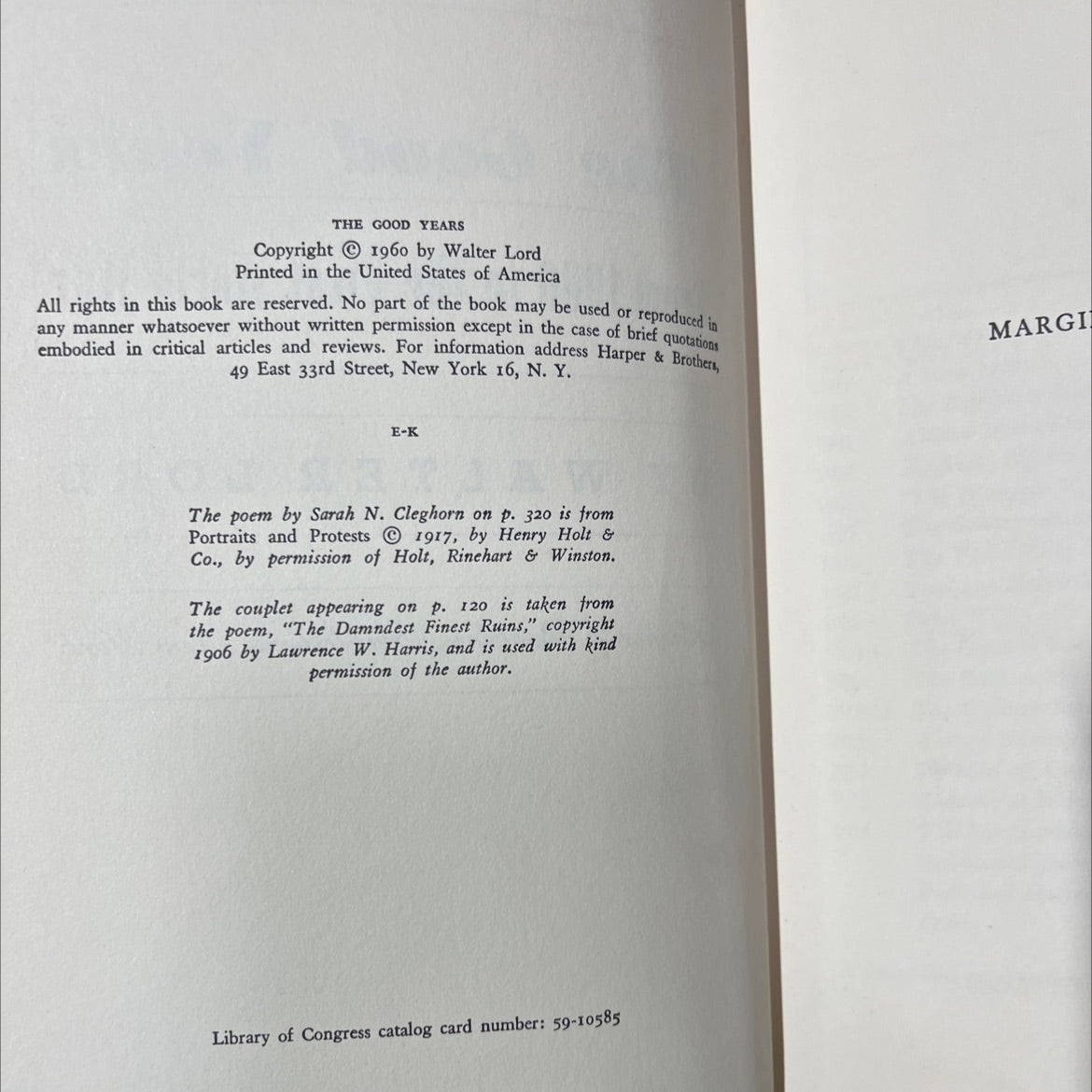 the good years from 1900 to the first world war book, by walter lord, 1960 Hardcover image 3