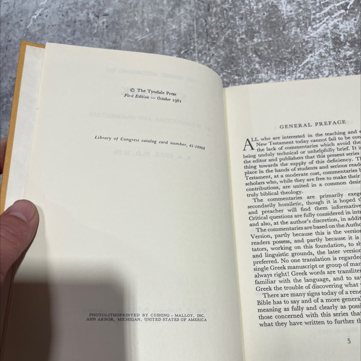 the gospel according to st. mark an introduction and commentary book, by r. a. cole, ph.d., m.th., 1961 Hardcover image 3