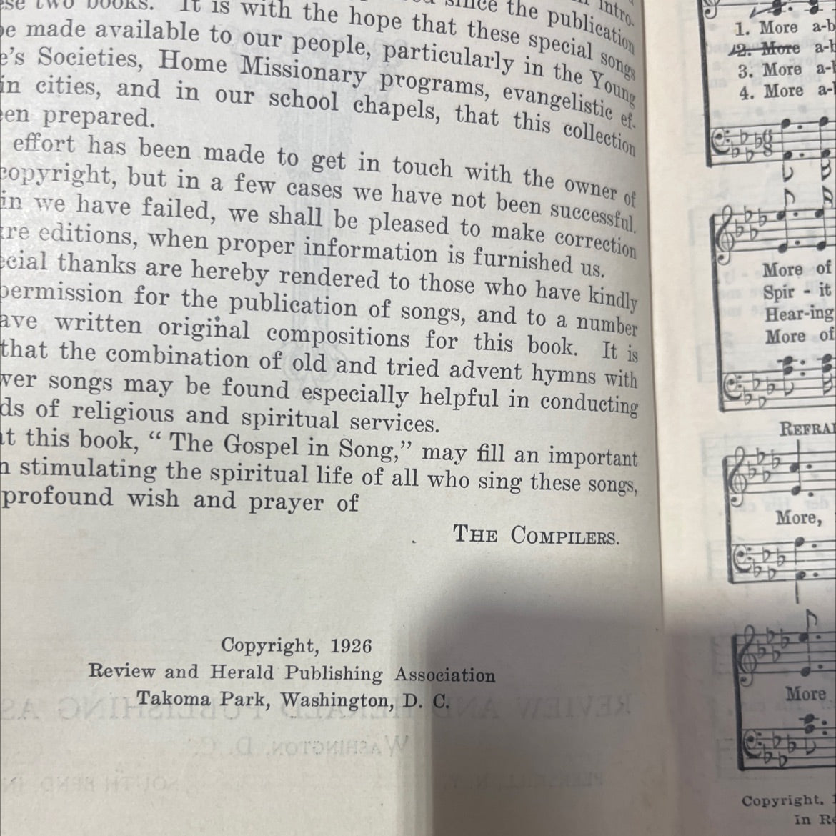 the gospel in song book, by unknown, 1926 Hardcover image 3