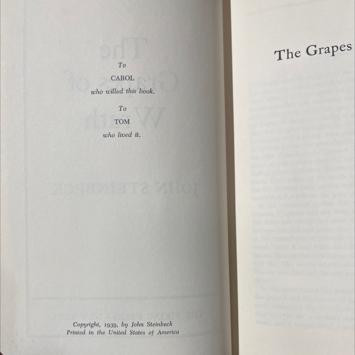 the grapes of wrath book, by john steinbeck, 1939 Hardcover image 3