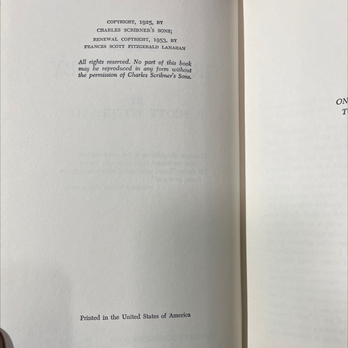 the great gatsby book, by F. Scott Fitzgerald, 1953 Hardcover image 3