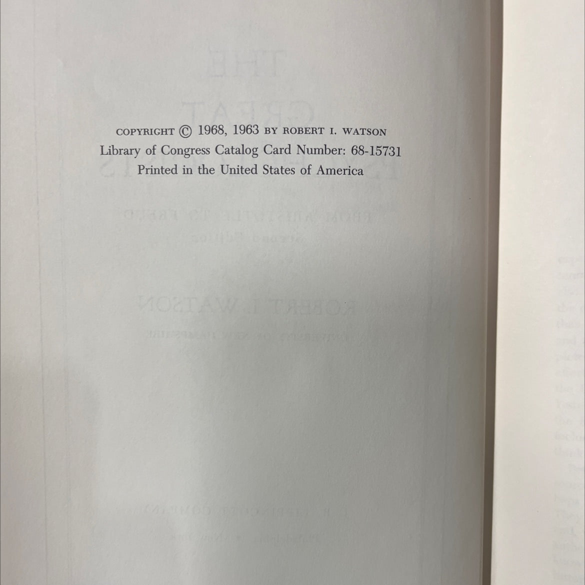 the great psychologists from aristotle to freud book, by robert i. watson, 1968 Hardcover image 3