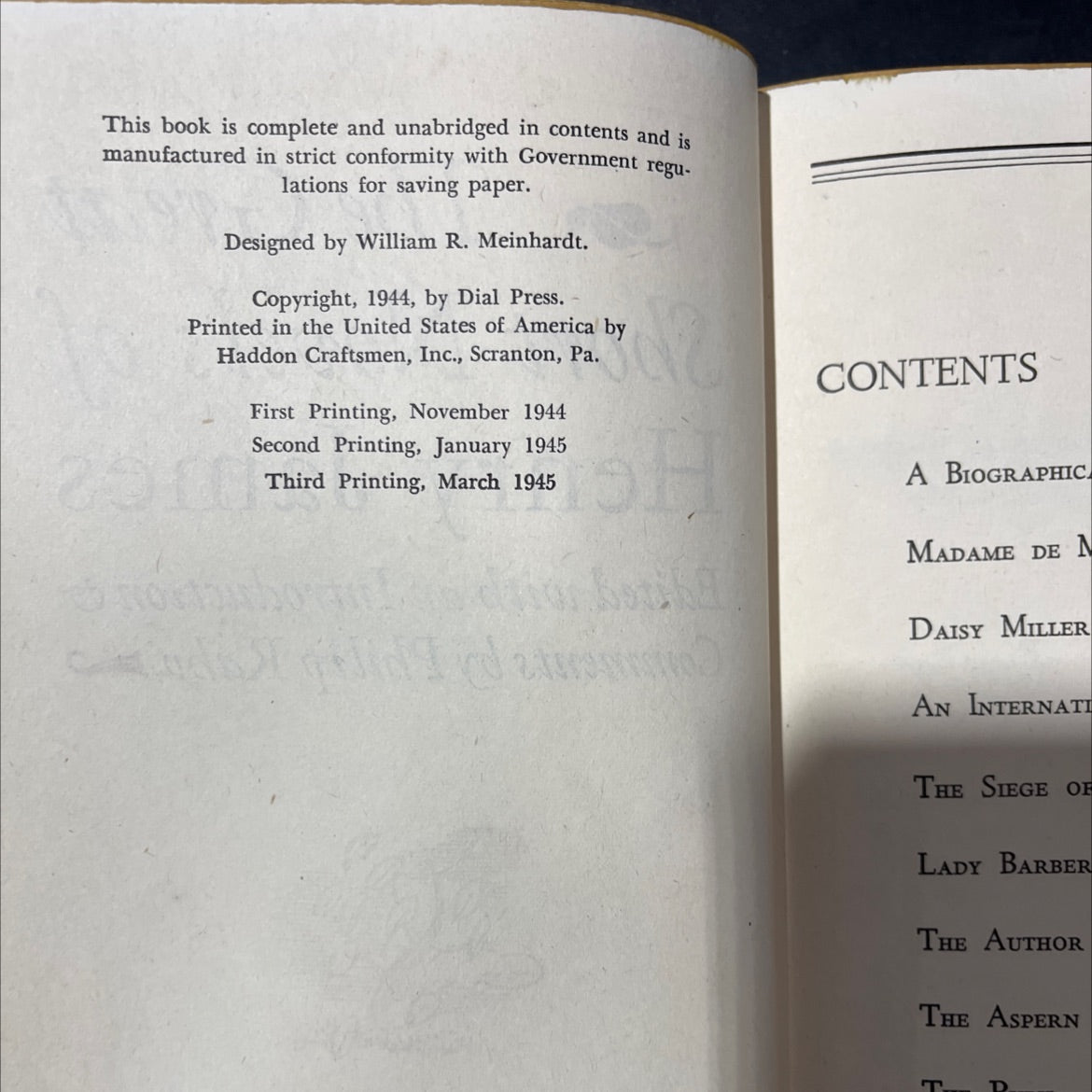 the great short novels of henry james book, by henry james, 1944 Hardcover image 3