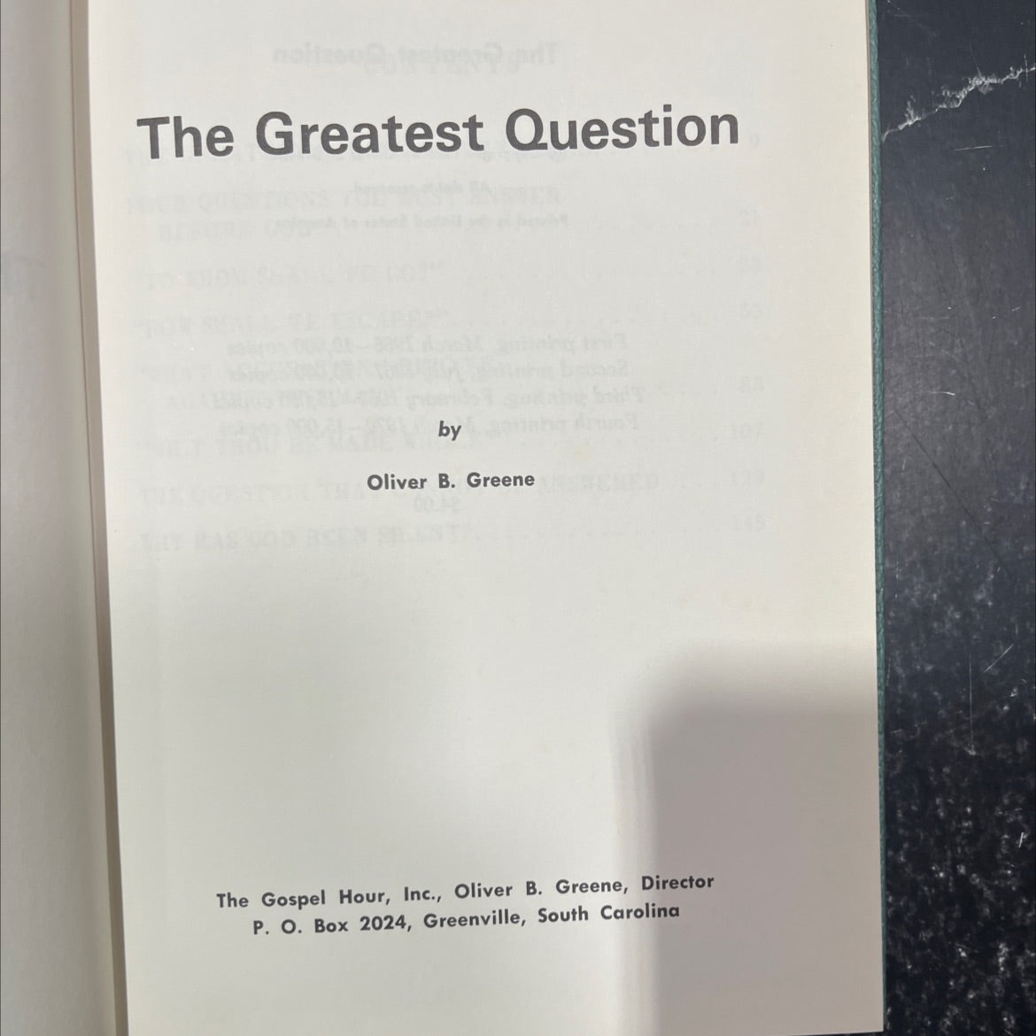 the greatest question book, by oliver b. greene, 1970 Hardcover image 2