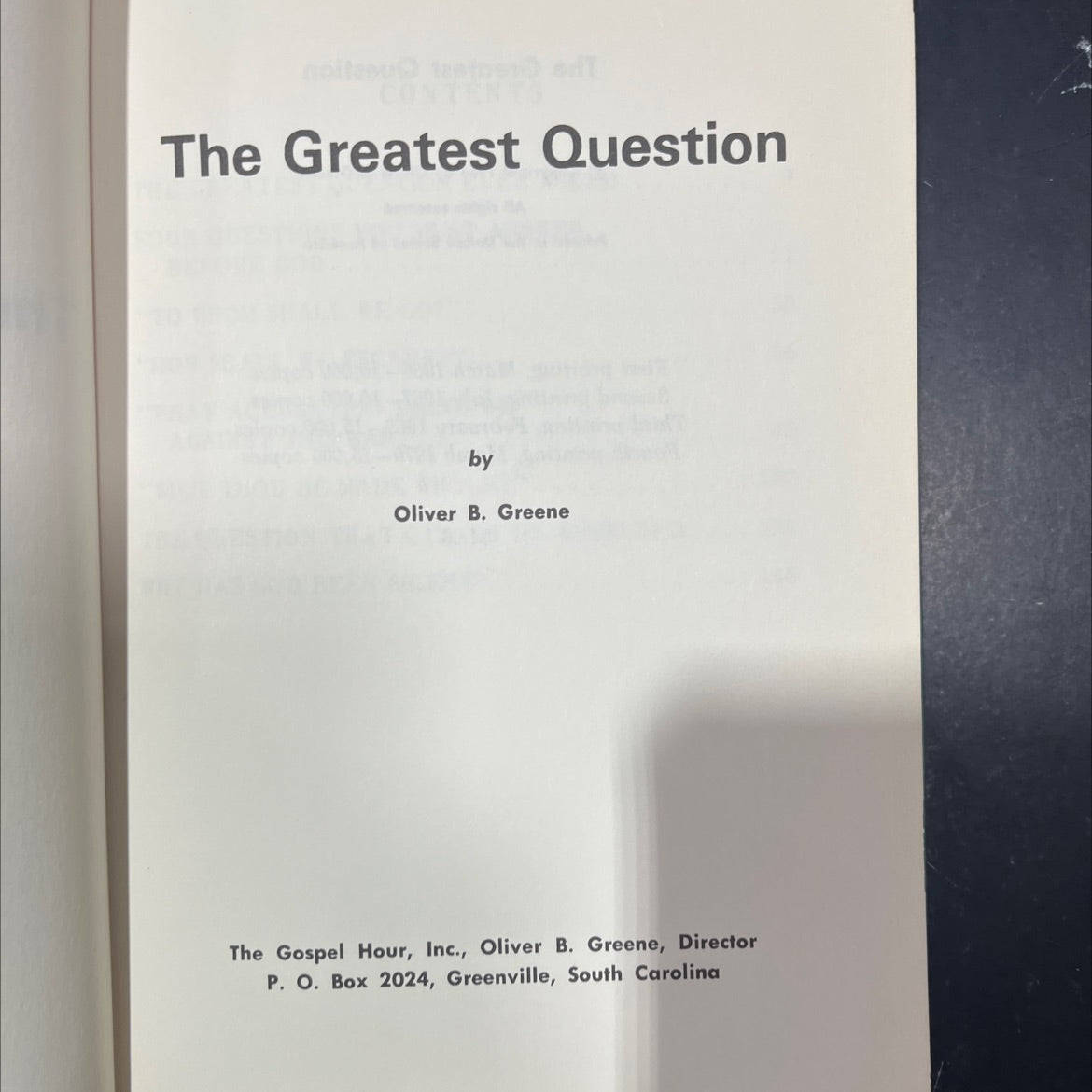 the greatest question book, by Oliver B. Greene, 1970 Hardcover image 2