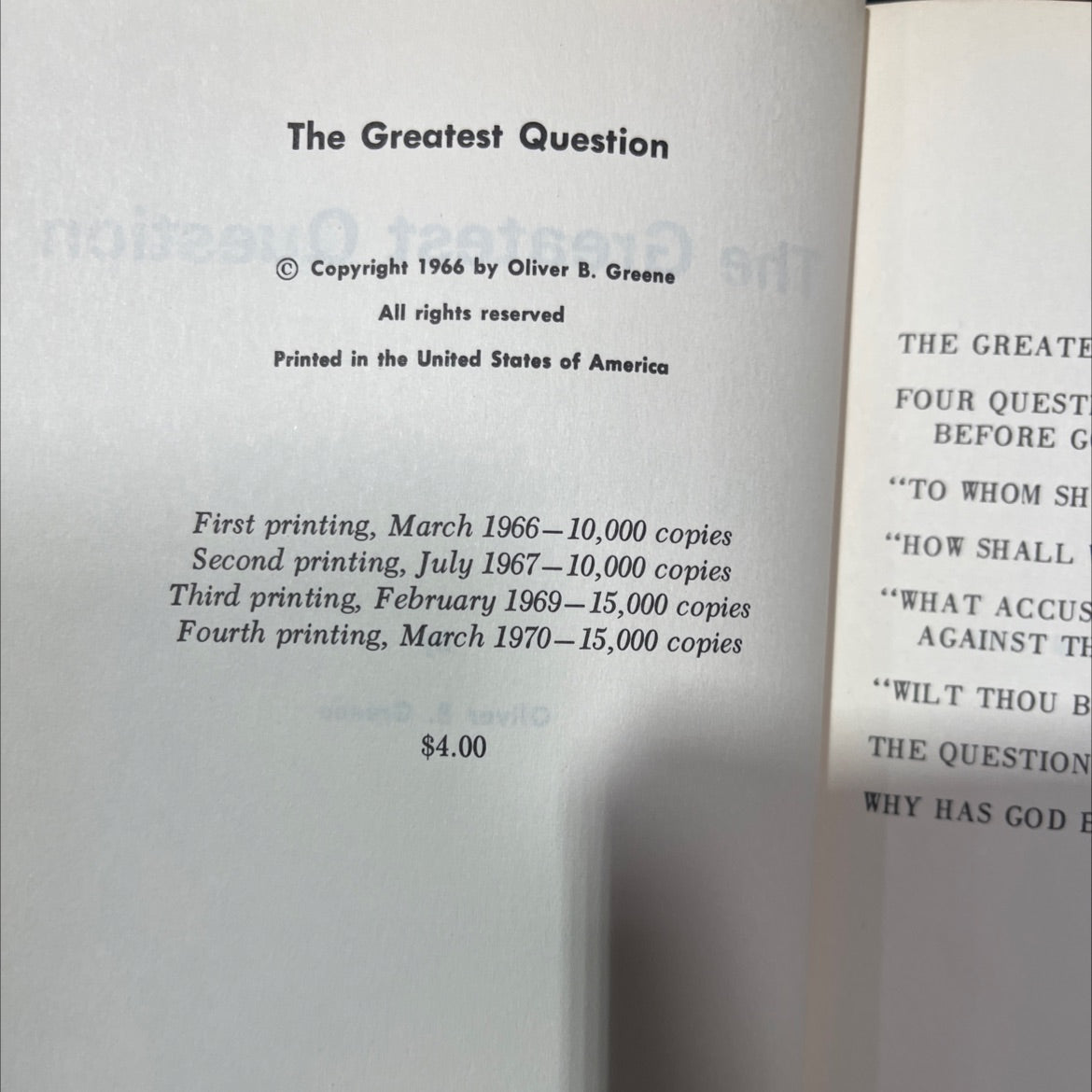 the greatest question book, by Oliver B. Greene, 1970 Hardcover image 3