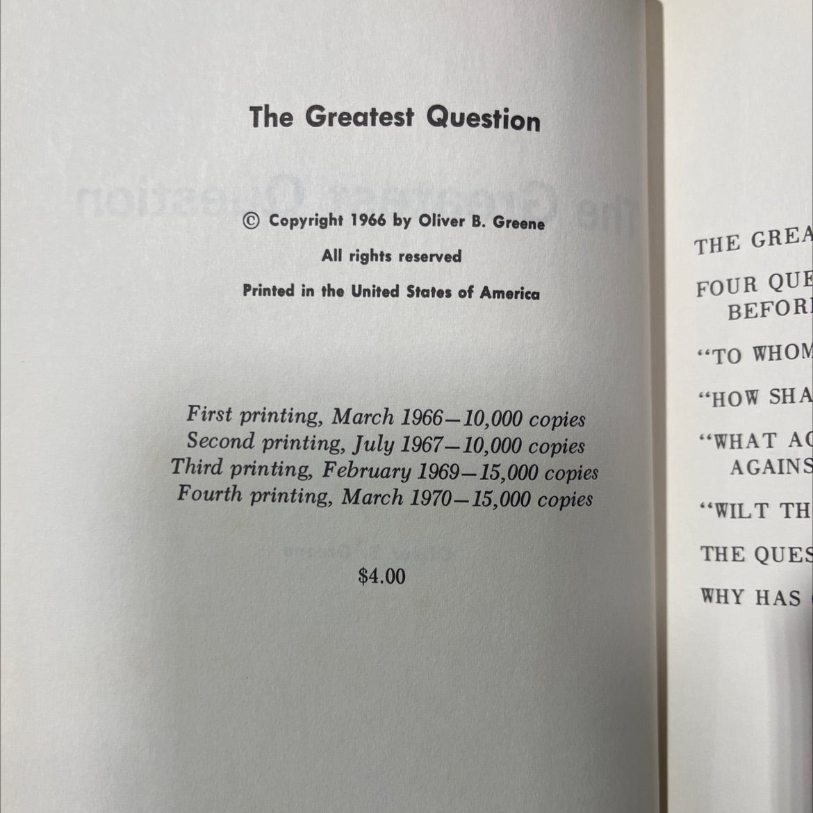 the greatest question book, by oliver b. greene, 1970 Hardcover image 3