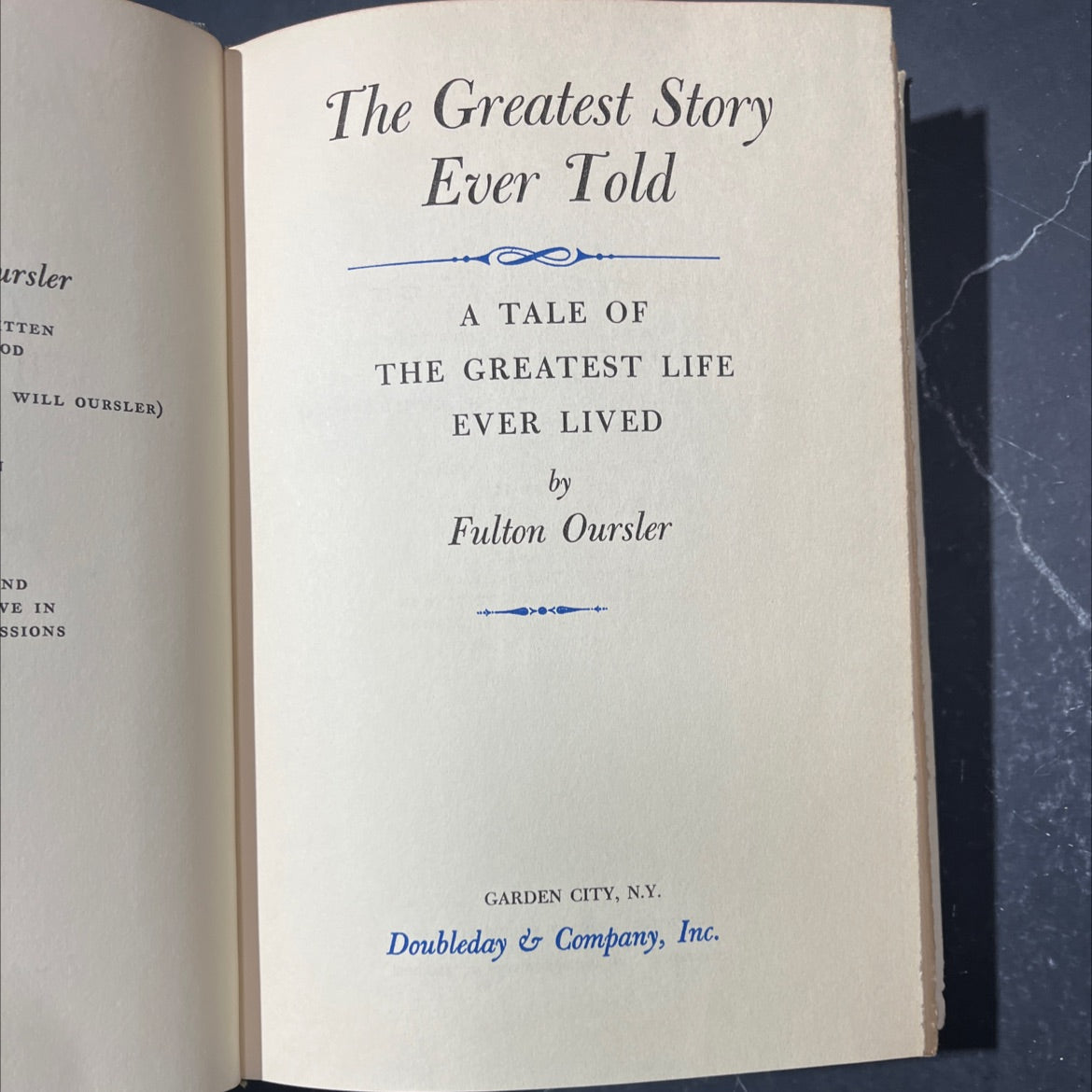 the greatest story ever told a tale of the greatest life ever lived book, by fulton oursler, 1949 Hardcover image 2
