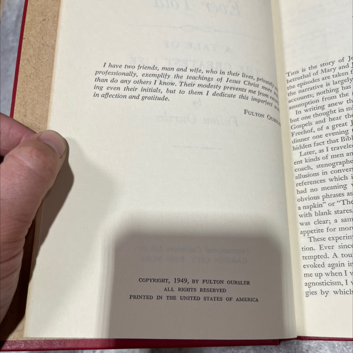 the greatest story ever told a tale of the greatest life ever lived book, by fulton oursler, 1949 Hardcover image 3