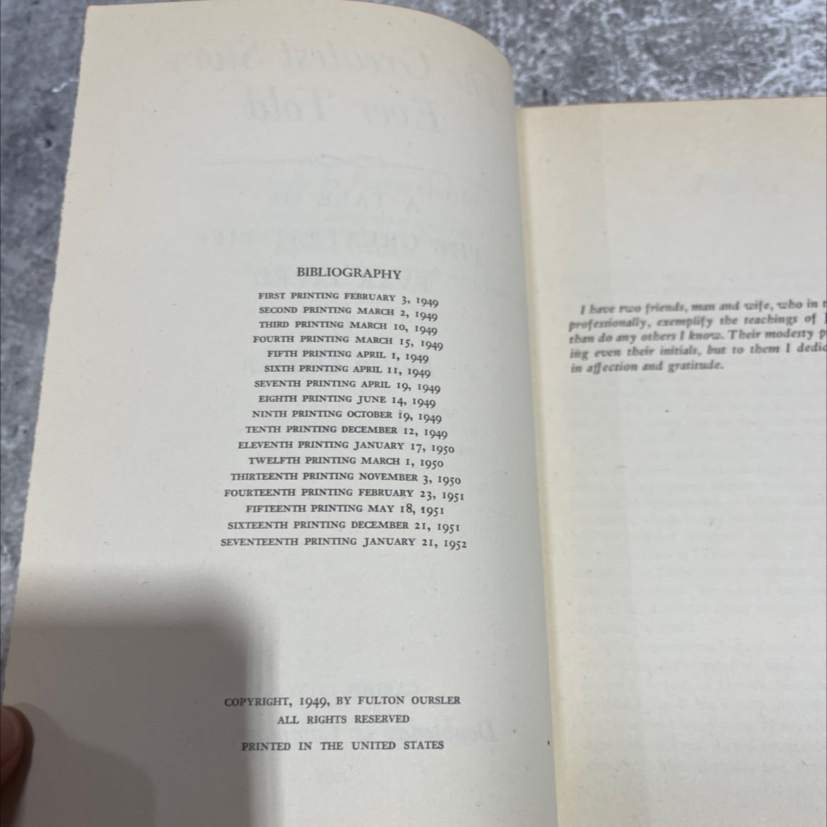 the greatest story ever told a tale of the greatest life ever lived book, by fulton oursler, 1952 Hardcover image 3