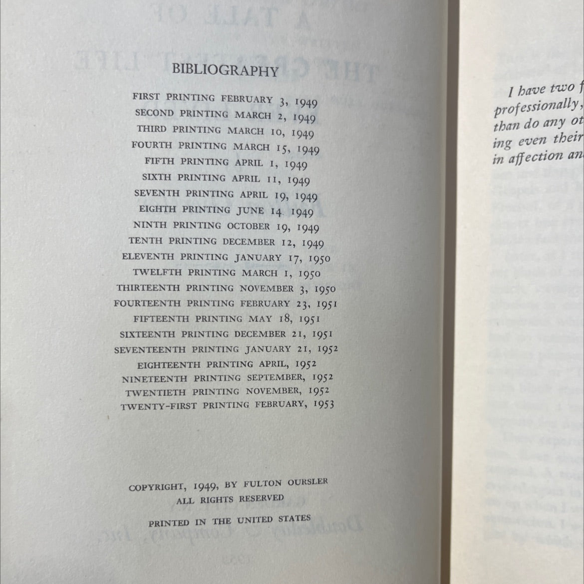 the greatest story ever told a tale of the greatest life ever lived book, by Fulton Oursler, 1953 Hardcover image 3